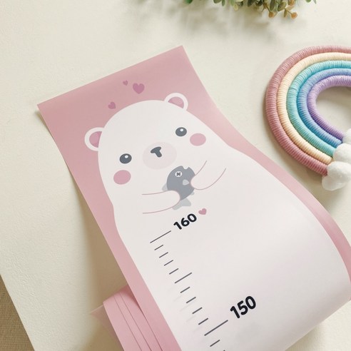 뚜뚜아트 유아 아기 북유럽 감성 키재기자 스티커, 키재키단품 ( 북극곰 폴라 )