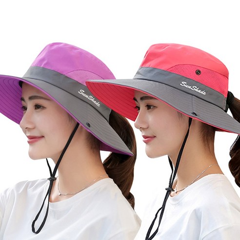 후암마켓 벙거지모자 팔레트 버킷햇 낚시 캠핑 사파리모자 2장세트, B-딥핑크 퍼플