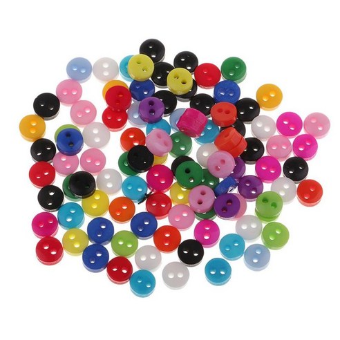 100Pcs 캔디 색상 2 구멍 라운드 수 지 단추 봉 제 공예 스크랩북에 대 한, 6mm, 수지