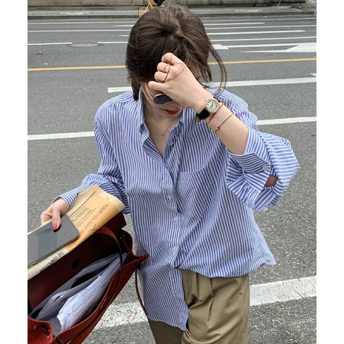 KORELAN 스트라이프 와이셔츠