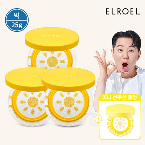 [엘로엘(화장품)] [엘로엘] 파데프리 선쿠션 15g 본품3+미니 선쿠션 증정_ELROEL, 1개