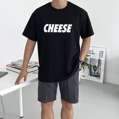 데일트 치즈 남자 오버핏 프린팅 여름 반팔 티셔츠