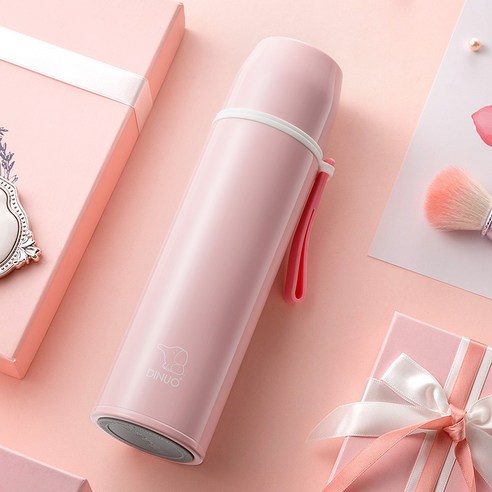 스테인레스 스틸 진공 머그잔 로프와 야외 스포츠 컵, 핑크, 350ML