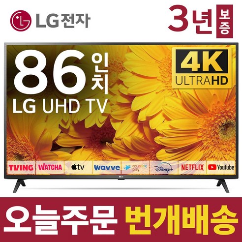 LG전자 86인치 23년형 TV 4K 울트라HD UHD 스마트 티비 86UR8000 넷플릭스 유튜브 디즈니 미러링, 방문설치, 스탠드형