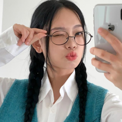 블루씨티 블루라이트차단 메탈리 동글 얇은테 남녀공용 뿔테 안경