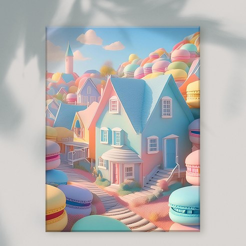 엔픽아트 캔버스형 보석십자수 40 x 50 cm, MK181 풍경 파스텔 마카롱 마을, 1개