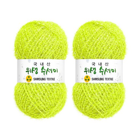 울클럽 사각 웨이브 수세미 DIY 위생수세미실 80g 2볼세트(총 160g), 2개, 726 네온옐로우그린