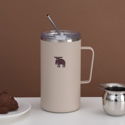 MOZ 스웨덴 316 스텐 진공 머그컵 스텐머그컵 보온머그컵 보온컵, 오트밀베이지, 610ml, 1개