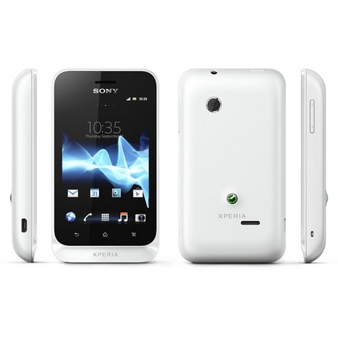   오리지널 소니 Xperia Tipo ST21 3G 휴대폰 리퍼브-99% 신제품 3.2 인치 FM 라디오 512ram 핸드폰 3MP 안, 02 Full Set, 01 WHITE