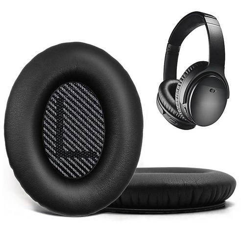 Bose QuietComfort 35/Quiet Comfort 35 II (qc 35/QC35 ii)용 교체용 이어 패드 헤드폰 이어 커버 고밀도 메모리 면 부드러운 가죽 적응형, black Best Top5