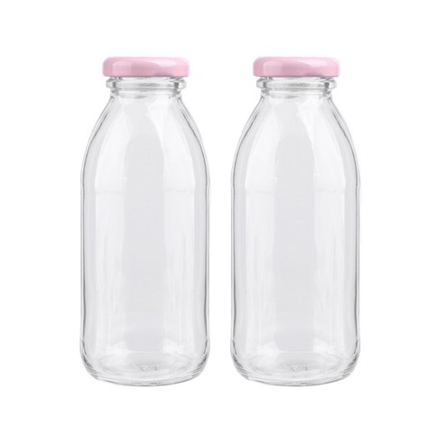 가인글로벌 밀크티300 유리병, 38러그캡 (핑크), 2개, 300ml