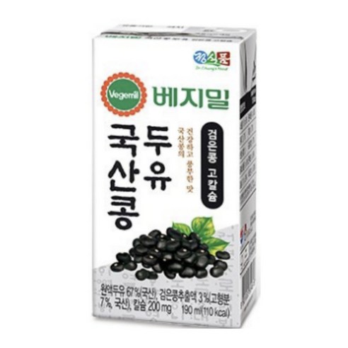 베지밀 국산콩 두유 검은콩 고칼슘, 32개, 190ml