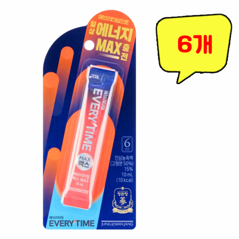 정관장 에브리타임 맥스 쇼핑백 증정, 10ml, 6개