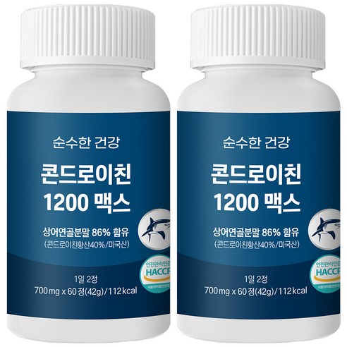 순수한건강 콘드로이친 1200 맥스 고함량 14 448mg, 2개, 60정