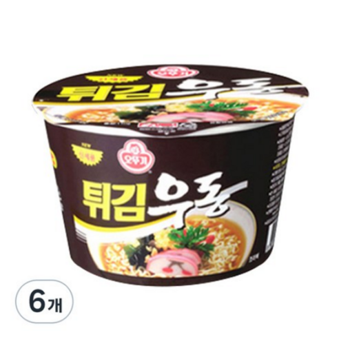 농심 튀김우동 컵면, 110g, 6개