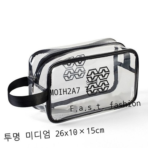 투명 여행 파우치 핸드백 수납가방 방수 강화 PVC 핸드백 수납가방 수영가방 세면가방, 투명 미디엄