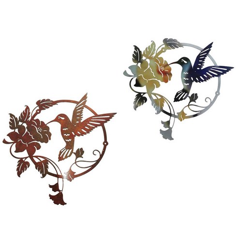 2x 참신 예술 새 벽 장식 정원 나무 야외 호텔 벽 조각, 어두운 색, 철