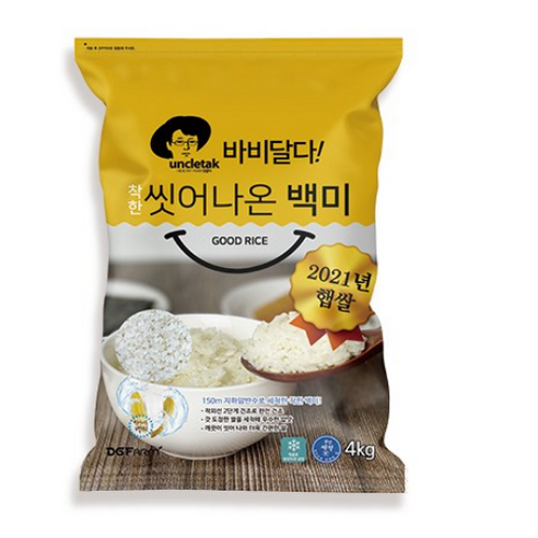   엉클탁 바비달다 씻어나온 백미, 1개, 4kg