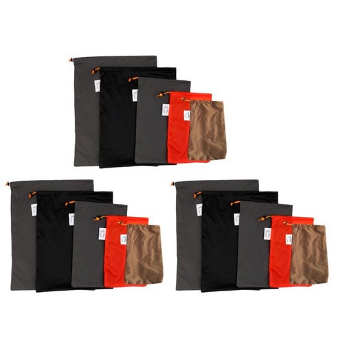 3x5pcs 졸라매는 끈 물건 자루 옷 신발 보관 가방 여행 캠핑 하이킹