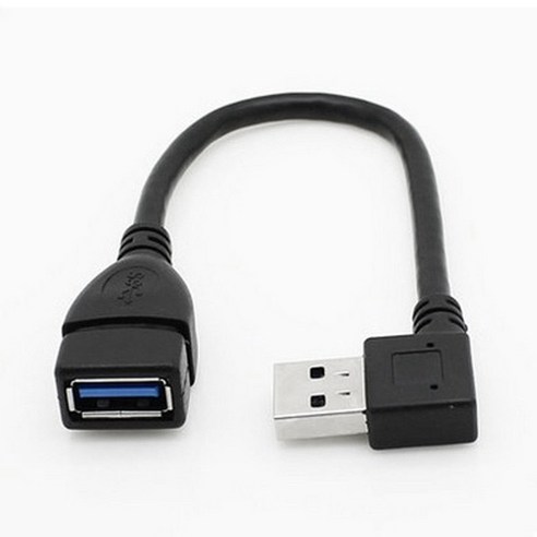 USB 3.0 각도 90도 연장 케이블 남성으로 여성 어댑터 코드 데이터, 검정, 왼쪽