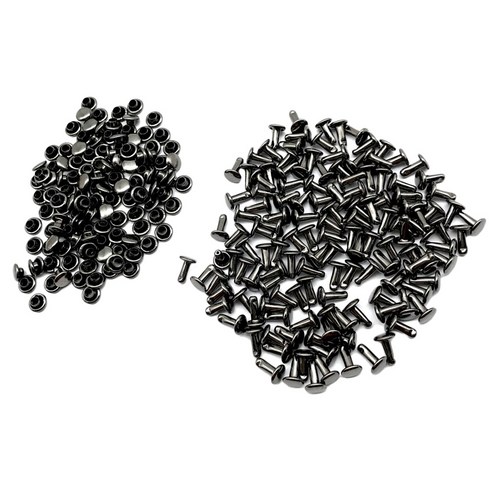 Ursmart 100 세트 더블 캡 스터드 리벳 가방 신발 가죽 6x10mm, 그레이 블랙, 금속