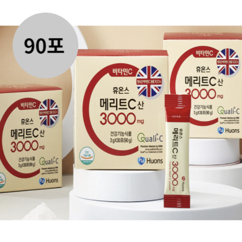 휴온스 메리트C산 3000mg 90포 고함량 비타민 건강기능식품, 1박스(30포), 1개, 270g