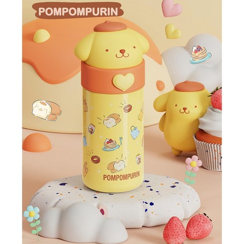 Sanrio tumbler 산리오 정품 텀블러 350ml 캐릭터보온병 물통 보온보냉 심플한텀블러 초등학생물병, 7.Sanrio 품품푸린, 1개