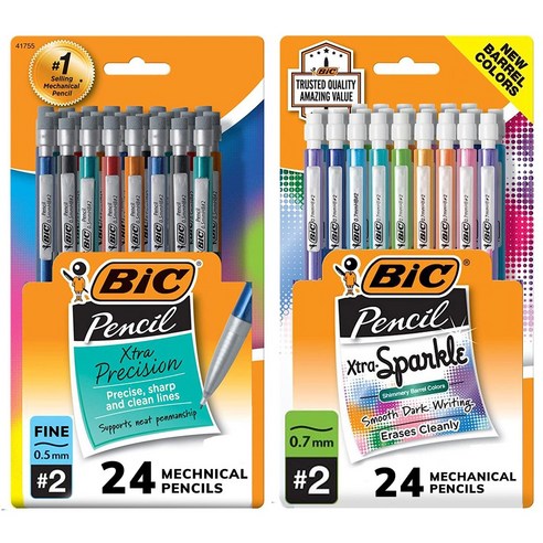 추천제품 빅엑스트라 스파클 샤프 펜슬 0.5mm 0.7mm 24개입 (2종 택1) / BIC Xtra-Sparkle Pencil