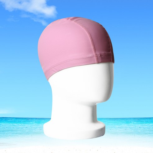 방수 수영 모자 여성 남성 패션 성인 수영 모자 긴 머리 귀 보호 PU 수영 모자 큰 천 수영 모자, 핑크