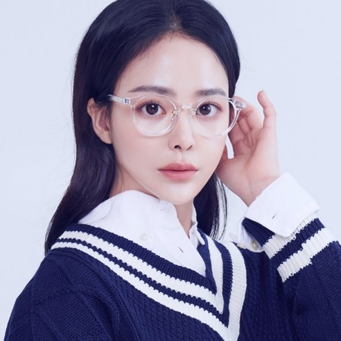 멜라크메 남자 여자 라운드 골드팁 뿔테 투명 안경테