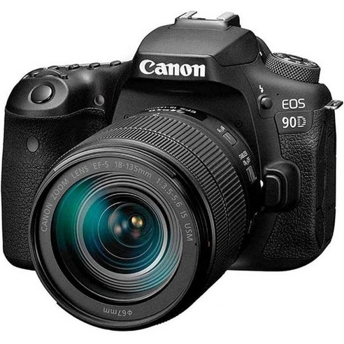 18135 IS USM 렌즈가 장착된 캐논 DSLR 카메라 EOS 90D | 내장 WiFi Bluetooth DIGIC 8 이미지 프로세서 4K 비디오 듀얼 픽셀 CMOS AF, Body and Lens, 1개