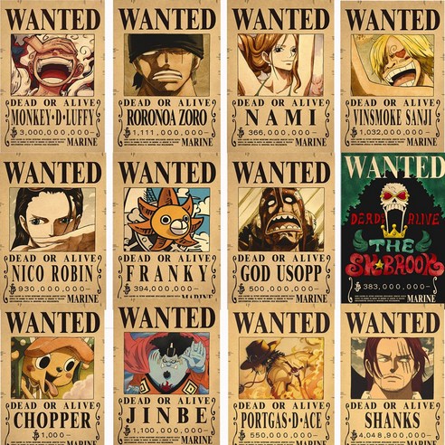 애니메이션 원피스 현상금 포스터로 집을 꾸며보세요! 포스터