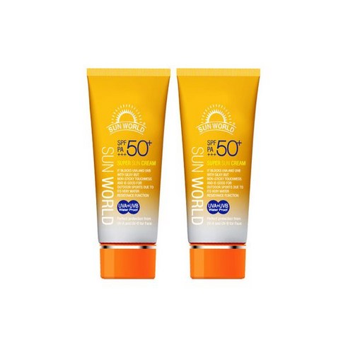 썬월드 수퍼 선크림 썬크림 1+1 / SPF50+ PA+++ 80ml 워터프루프 자외선차단 기능성, 썬월드 수퍼 선크림 썬크림 1+1 / SPF50+ PA, 2개