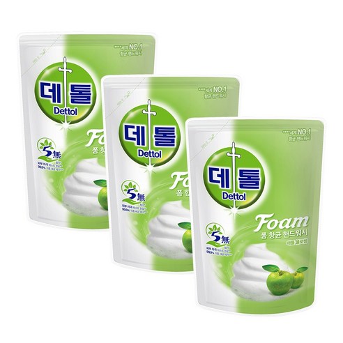 데톨 포밍 핸드워시 애플블로썸 리필 200ml, 3개