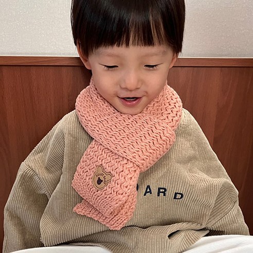 위베이지크 아동용 아기 곰돌이 니트 목도리