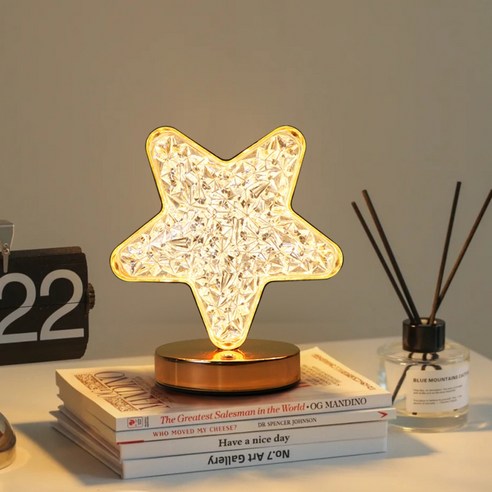 크리스 조명 크리스탈 터치 LED 삼색 무드등 테이블 램프 스탠드, 별 - LED 크리스탈 3색 램프 충전식