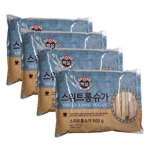 CJ 제일제당 백설 롱슈가 스틱설탕 1팩 (5g x 100개), 500g, 3개