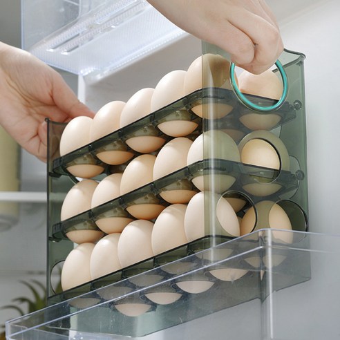 계란을 신선하게 보관하고 정리하는 30구 자동 오픈 계란 보관함