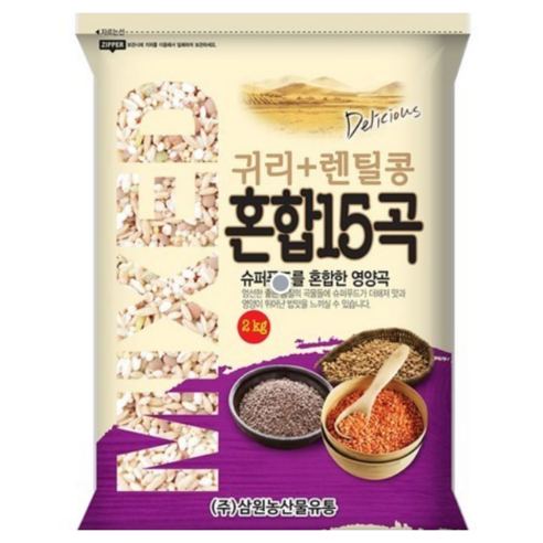 삼원농산 귀리+렌틸콩 혼합 15곡, 2kg, 2개 — 삼원농산 귀리와 렌틸콩 혼합 15곡, 2kg, 2개 잡곡