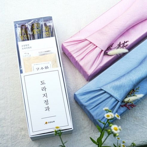 오담청연 도라지정과 한과 선물세트(고급보자기+노리개포함) 감사인사카드 상견례 답례품 부모님선물 설 명절 추석 300g 1박스, 1개