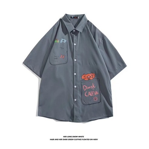 M-3XL 한국어 버전 캐주얼 편안한 반팔 셔츠 여름 남성 셔츠 1246
