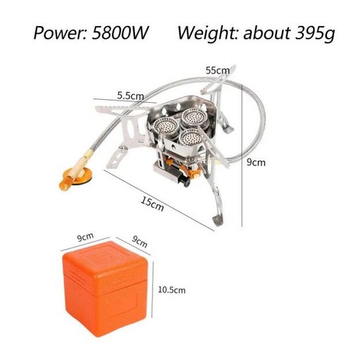 TARKA 3 헤드 가스 스토브 관광 캠핑 버너 접이식 백패킹 화로 야외 하이킹 피크닉 바베큐 요리 장비 5800W, [01] Stove