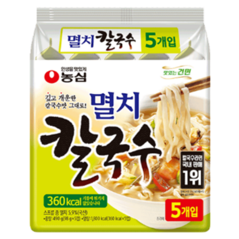 농심 멸치 칼국수 98g x 5개입, 5개