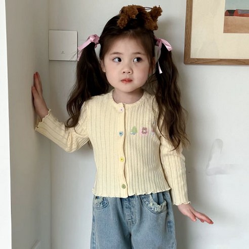 소소키즈 여아 마카롱 골지 가디건 아동 키즈 주니어 봄 가을 간절기 나들이 옷