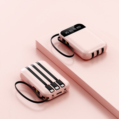 PYHO 보조 배터리 미니 휴대용 보조 배터리 20000mAh 속충전 보조배터리, 핑크색