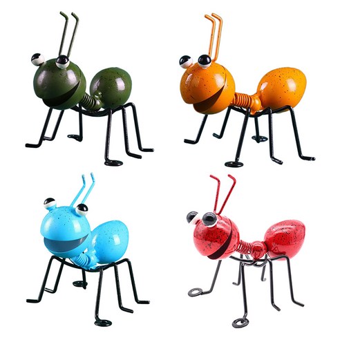Ursmart 정원 뒤뜰 현관 안뜰 잔디 울타리에 대 한 4pcs 3D 금속 개미 벽 예술 장식, 10x8.5x10cm, 다색