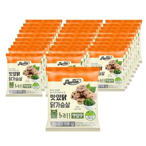 맛있닭 닭가슴살볼 깻잎맛, 100g, 30개