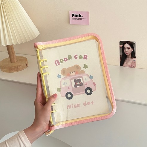 A5 6공 포카바인더 포카북 포토카드 속지30장포함 지퍼형 다이어리, 1개, 노란색