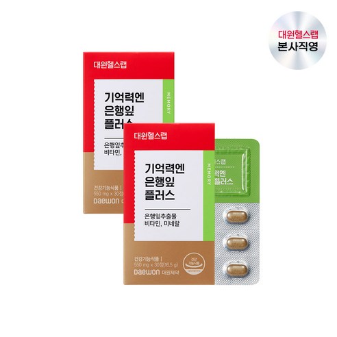 대원제약 대원헬스랩 혈행 기억력 개선엔 은행잎 플러스(2박스/2개월분), 2개, 550mg/16.5g/30, 30정