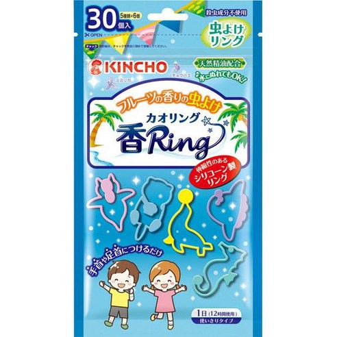 KINCHO 킨초 방충 카오링 블루 12시간지속 30개입 과일향 (천연정제유 배합 유해살충성분미사용), 단일